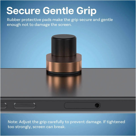 Four Piece Set Adjustable Aluminum Clip Fixture Glue Clamp For LCD Screen Repair Tool showing secure grip on device edge.