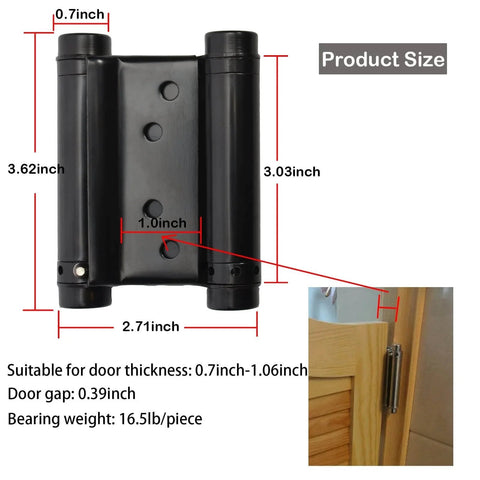 4 Pack Double Action Spring Hinges Self Closing For Saloon Cafe Pub Swing Doors 201 Stainless Steel with product dimensions