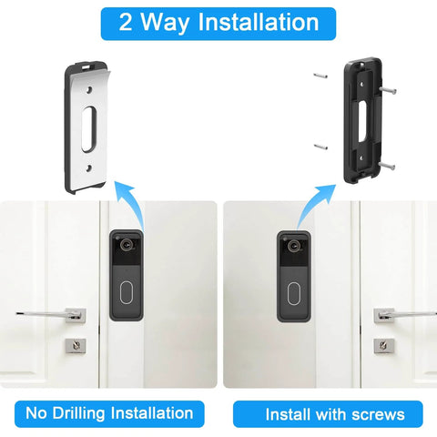Adhesive Mount for Second Gen Video Doorbell No Drill Mounting Bracket and Accessories for doorbell security system installation options