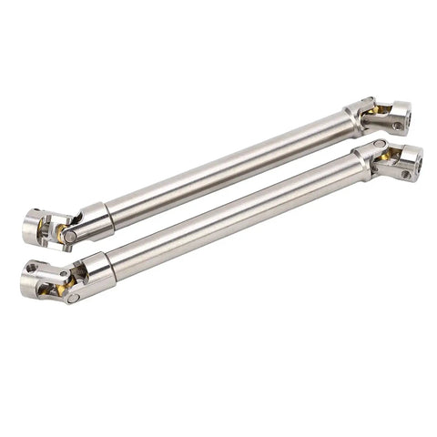 Two stainless steel M4 RC drive shafts with brass ball ends, six-tooth spline, 139mm for 1/10 scale crawlers.