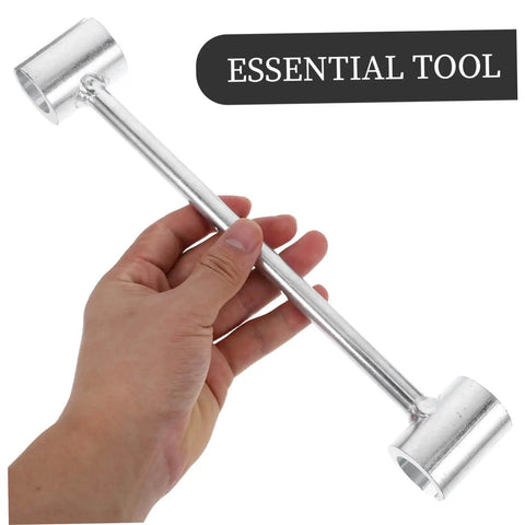 Hand holding Adjustable Door Hinge Repair Tool Set Two Piece for Pro Grade Precision Hinge Adjustment and Gap Alignment.