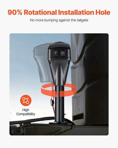 Electric Tongue Jack 5000 Lbs Heavy Duty RV Trailer 2 Way Connector installed with 90% rotational installation hole