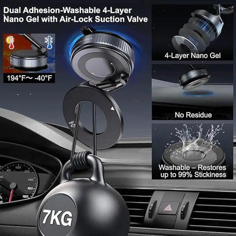 Magnetic car phone mount by Amazon with 70‑pound vacuum suction cup and 360° rotation for all smartphones