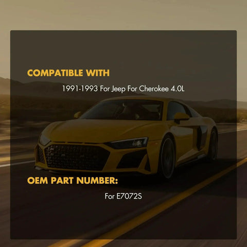 Yellow sports car on road, compatible part for 1991-1993 Jeep Cherokee 4.0L, OEM part number E7072S