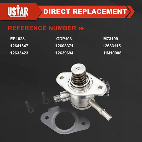 EP1028 High Pressure Fuel Pump Plug And Play Replacement For GM 2.4L Cars And Crossovers 2010 2017 shown with parts