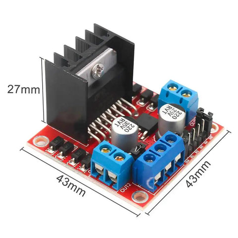 Dual H-Bridge L298N Motor Drive Controller Board dimensions 43x43x27mm for Arduino DIY RC Car And Robotics Dope Kit