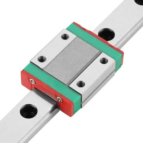 Slick Compact Miniature Linear Rail Guide Set 12mm Wide By 250mm Long With Two Slide Blocks High Precision Four Point Contact Bearings