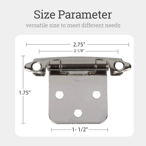 Steel cabinet hinge for recessed kitchen doors, semi-concealed 1/2 inch overlay