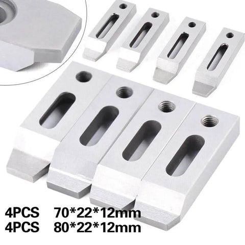 Set Of 4 Magnetic Jig Clamps For Wire EDM Fixture Boards In Stainless Steel With M8 By 1.25 Screws, top view of clamps