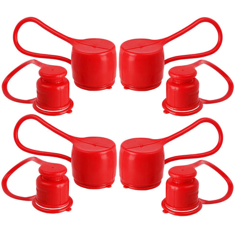 Red rubber dust caps for 1/2-inch flat-face hydraulic quick-connect couplers, 4 sets for Bobcat skid-steer couplings
