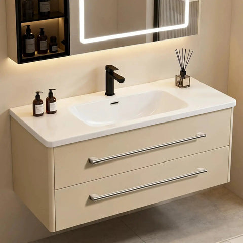 Bathroom vanity with Extra Long 24 Inch Cabinet Handles Set For Wide Drawers And Doors, brushed nickel, single handle design