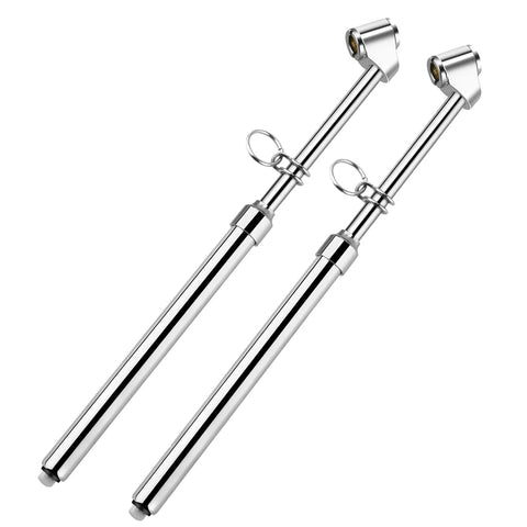Two chrome metal pen-style tire pressure gauges with key rings, pack of 2