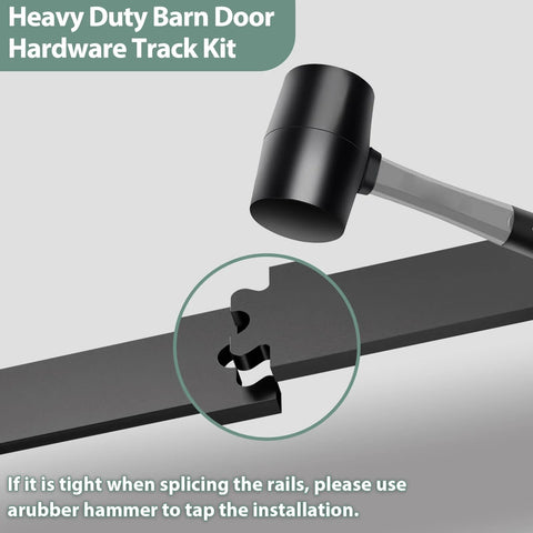 Heavy Duty Bi Folding Sliding Barn Door Hardware Kit installation with rubber hammer for 21 inch panels, 88 inch track