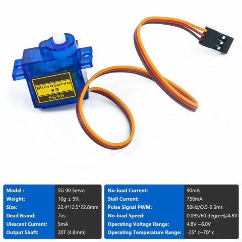 10 Pack SG90 9G Micro Servo Motors For RC Toys And Arduino Projects Perfect for Mini Helicopters, Blue motor with cable