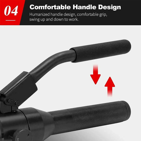 Portable Manual Hydraulic Hole Punch Kit handle showing ergonomic grip design for ease of use in distribution boxes and sheet metal.