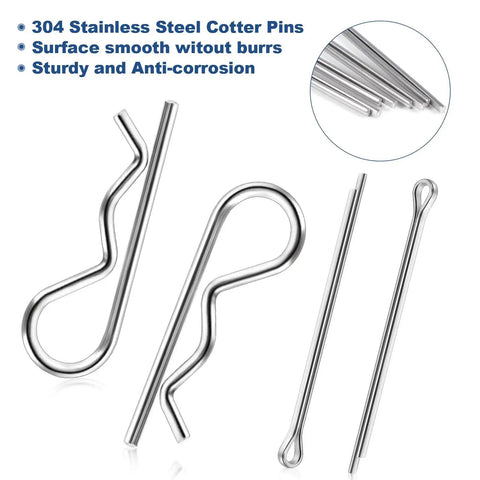86 Piece Cotter Pin And R Clip Kit In Stainless Steel With 10 Sizes For Heavy Duty Hitch Pin Lock Systems Lawn Mowers And Tractors Includes M3x60mm M2.5x50mm M2x45mm M1.8x35mm M1.2x21mm R Clips And Straight Pins By LBYNKY