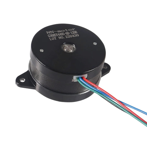 AITIAO 36mm extruder stepper motor, round black body with mounting flanges and multi-color wire harness