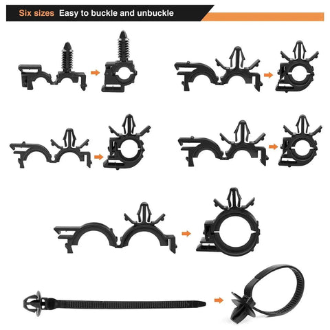 60Pcs Car Wire Loom Routing Clips Assortment In Six Sizes, Universal wiring harness clip replacement kit for Honda GM Mazda