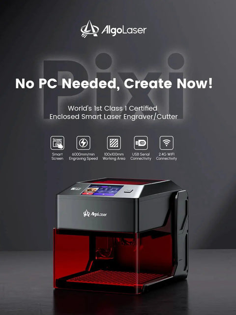 Front view of Portable 10W Laser Engraver For Wood Metal Glass With 3.5 Inch Touchscreen And AlgoOS No PC Needed Draw Direct Or Upload Designs Wirelessly Offline Engraving And Cutting By AlgoLaser
