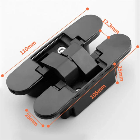 Invisible Cross Hinge 180 Degree Concealed Folding Door Hinge for Cabinets and Cupboards Adjustable Silver Hardware