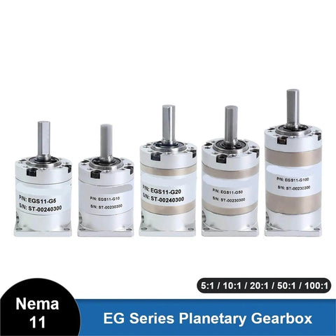 Beefy 11 Planetary Gearbox Speed Reducer With 5mm Input For Nema 11 Stepper Motors, various ratio sizes displayed