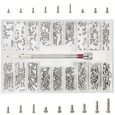 500Pcs Mini Screw Set For Laptops, Sunglasses, Watches, Tablets And Glasses Repair with organizer and screwdriver.