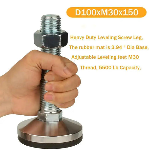 Person holding Heavy Duty Leveling Screw Leg With 3.94 Inch Diameter Base, 150 Millimeters Long, Adjustable Leveling Feet M30 Thread
