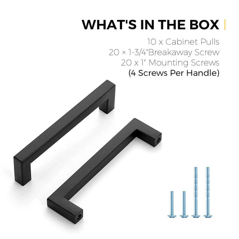 Square Cabinet Pulls 10 Pack 5 Inch Matte Black Cabinet Handles with screws included