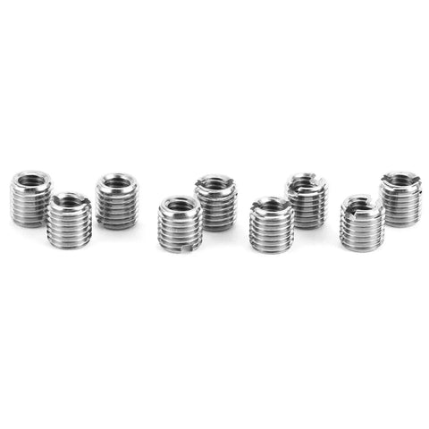 10-pack metal threaded inserts, self-tapping slotted reducing nuts for automotive and rail applications