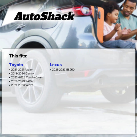 Rear view of a Toyota vehicle listing compatibility with models for Rear Wheel Hub Bearing Assemblies Left and Right With ABS Replacement.