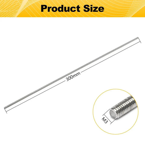 M3 X 0.5mm 300mm Fully Threaded Rods Right Hand 304 Stainless DIN975 A2-70 5pcs, product size shown