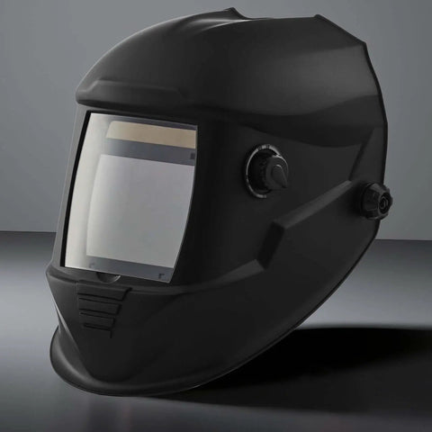 Side view of Auto Darkening Welding Helmet Pro Grade With True Color Large Viewing Screen Solar Powered Welder Mask Four Arc Sensors Wide Shade Range Four To Five And Nine To Thirteen For TIG MIG Cutting And Grinding Metis Series