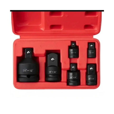 Ultimate swivel impact socket set, 7-piece, red case with black 1/2-inch drive sockets and adapters