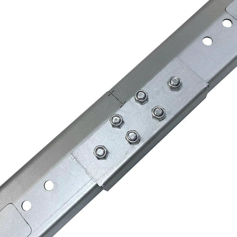 Vertical Track Replacement Kit For 7 Foot Garage Doors With 76 Inch Spliced Rails In Galvanized Steel Hardware close-up view