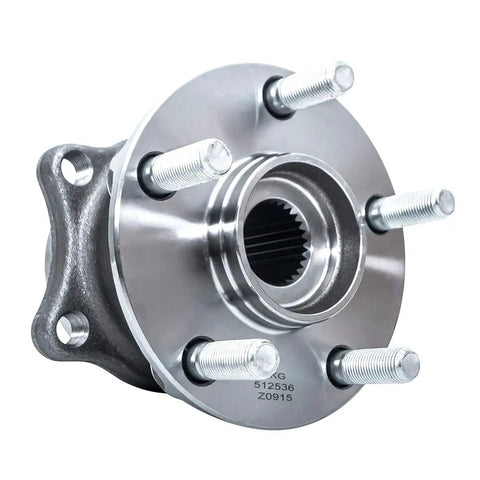 Rear Wheel Bearing Hub Assembly For Subaru Legacy 2015 Through 2021 Direct Drop In And Outback 2015 Through 2021 And WRX 2015 Through 2019 And WRX STI 2015 Through 2016 5 Lug Rear Left Or Right OE Quality ISO TS 16949 Certified, front view