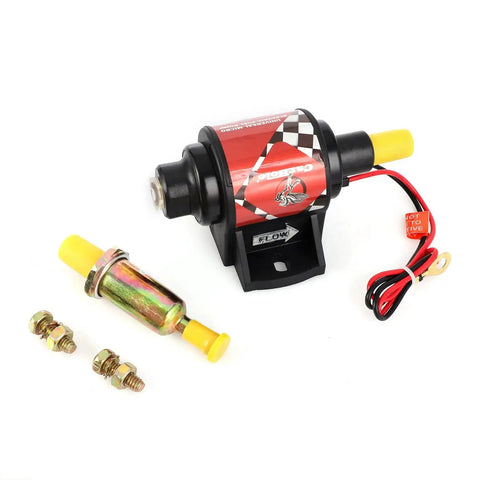 Universal 12V Inline Fuel Pump For Cars And Trucks With Five Sixteenth Inch Inlet And Outlet 28 GPH At Two To Three Point Five PSI