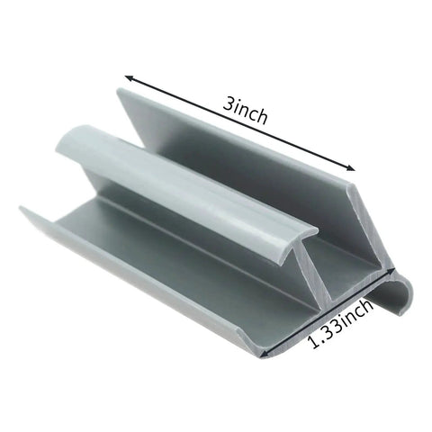 Grey PVC Sliding Shower Door Bottom Track For 7/16 Inch And 5/16 Inch Glass Thicknesses, 1-3/8 Inch Wide, 3 Inch Long