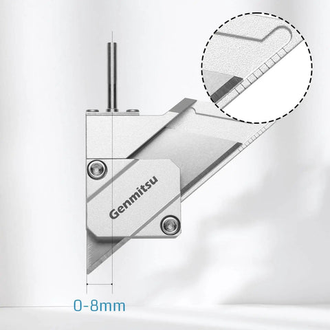 Side view of Drag Knife Cutter For CNC Router With 1 Eighth Inch Shank And Dual Bearings, adjustable depth indicator shown.