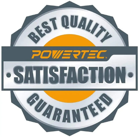 Best quality satisfaction guaranteed badge with Powertec logo.