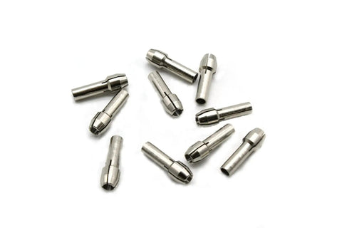 10 Piece Durable Shiny One Eighth Inch Rotary Tool Collet Bits No 480 For Dremel And Other Rotary Tools Compatible scattered on a white background