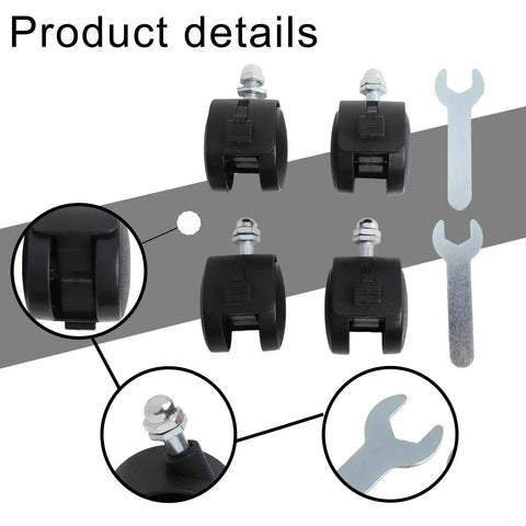 4 Pack Replacement Caster Wheels For Electric Oil Heater With Brakes Durable Plastic Construction Easy Install With Included Tools 2 Wrenches