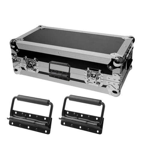 Stainless Steel Chest Handles Set Of 12 Spring Loaded Case Handles shown with a music equipment enclosure and two handle close-ups.