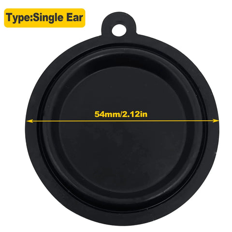Black circular water heater diaphragm, 54mm diameter, gas valve linkage component.
