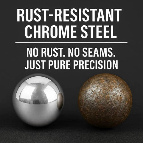 Five 1 Inch Chrome Steel Bearing Balls G25 For Precision Machinery And Industrial Use, rust-resistant vs rusty ball comparison