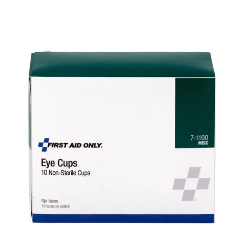 Box of First Aid Only 10 non-sterile eye cups for eye wash, ideal for standalone first aid or refilling your first aid kit.
