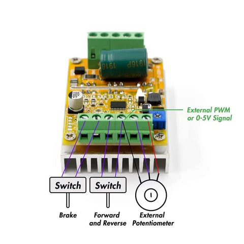 Front view of 380W Three-Phase DC Brushless Motor Speed Controller Sensorless Hall-Less PWM with terminal blocks.
