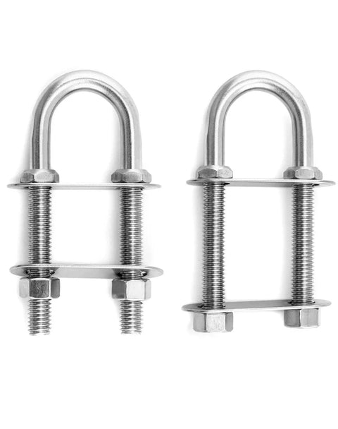 Marine Boat Stern Eye Tie Down U Bolt Kit 2 Pack Three Eighths Inch Diameter Two And A Half Inch Thread Length Stainless Steel