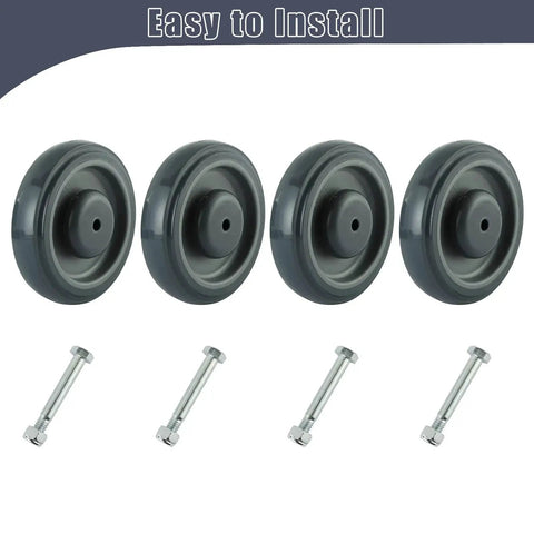5 Inch Shopping Cart Replacement Wheels Kit With Polyurethane Tread Stepped And Full Tread Face Double Ball Bearing