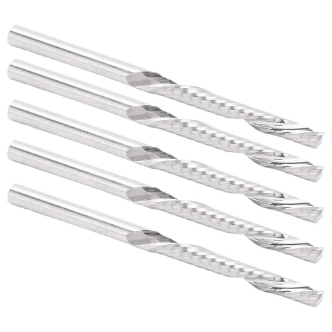 5 Pieces Straight Shank End Mills Set With Single Flute Spiral Cutters, Pro Grade Tungsten Steel End Mills for Woodworking