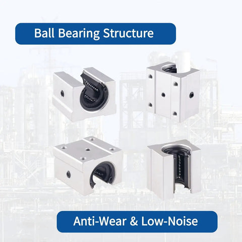 Four SBR16UU carriage blocks for two 300mm SBR16 linear rails with ball bearing structure, anti-wear, low-noise for CNC routers.